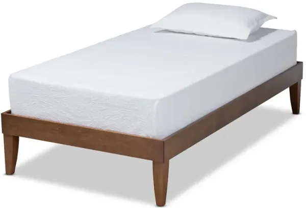 Baxton Studio Lucina Mid Century Modern Walnut Brown Finished Twin Size Platform Bed Frame