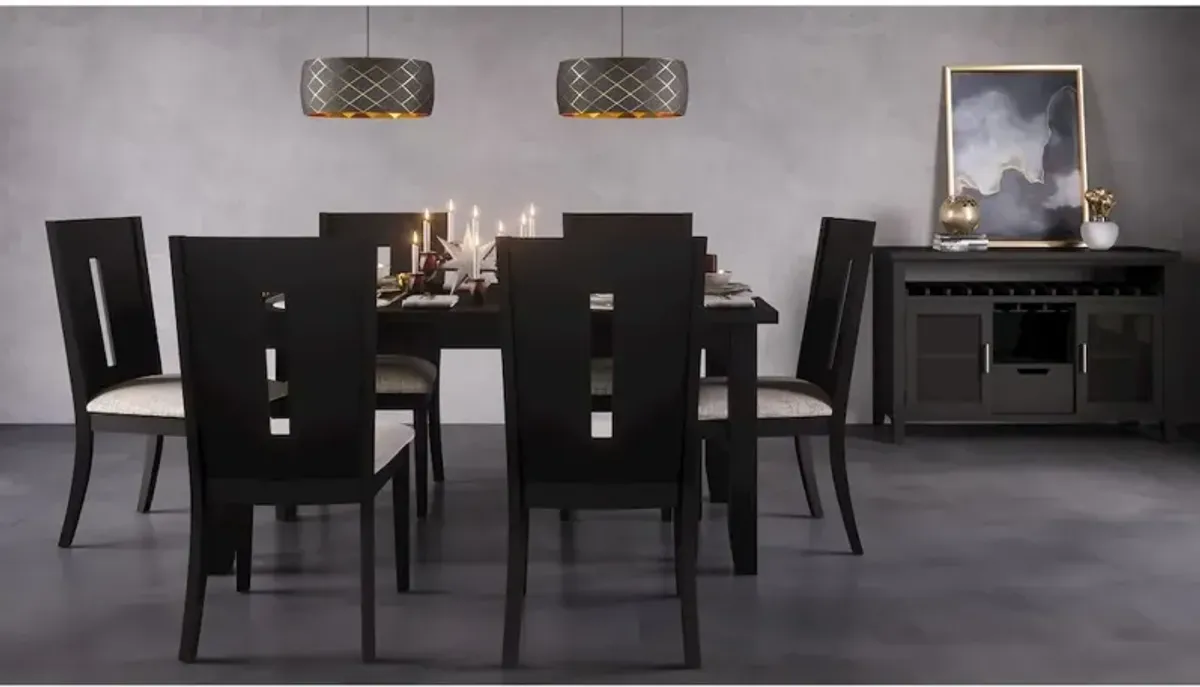 Jofran Urban Icon Contemporary 66 Seven-Piece Dining Set with Upholstered Chairs