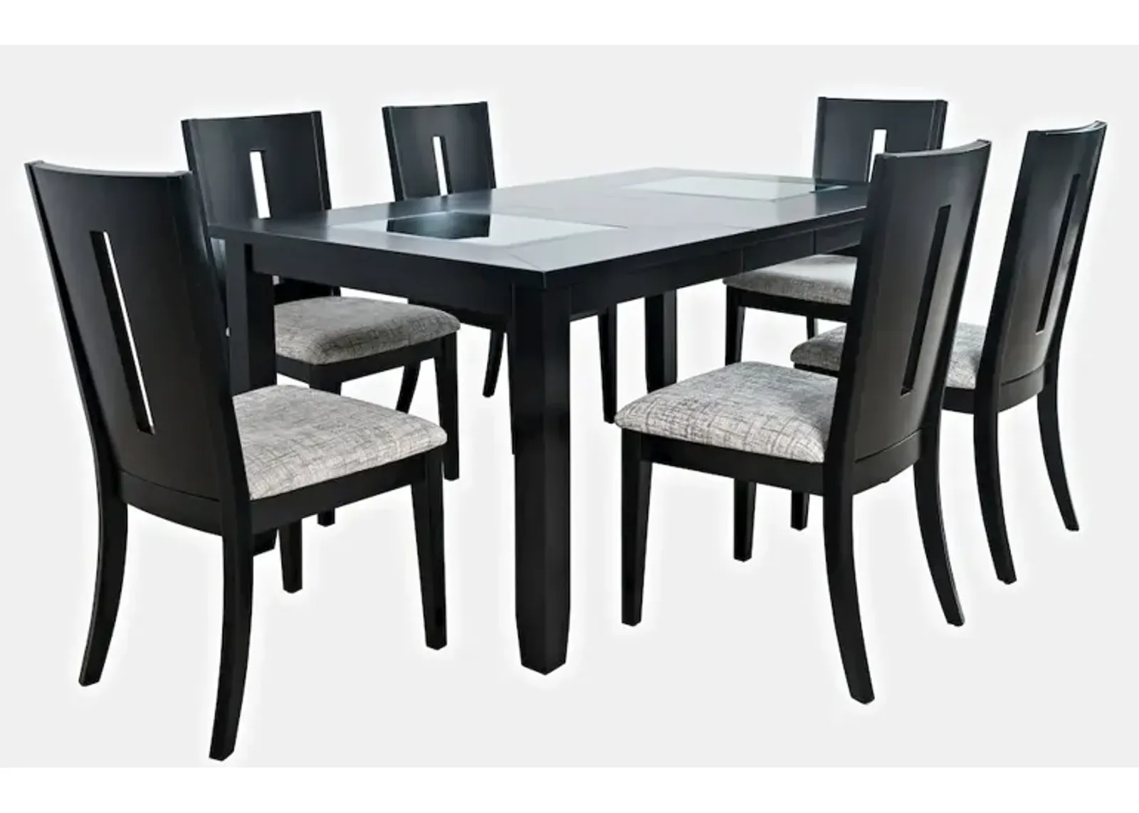 Jofran Urban Icon Contemporary 66 Seven-Piece Dining Set with Upholstered Chairs