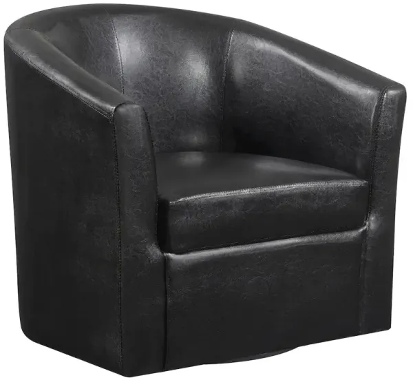 Turner Upholstered Barrel Back Swivel Chair Dark Brown