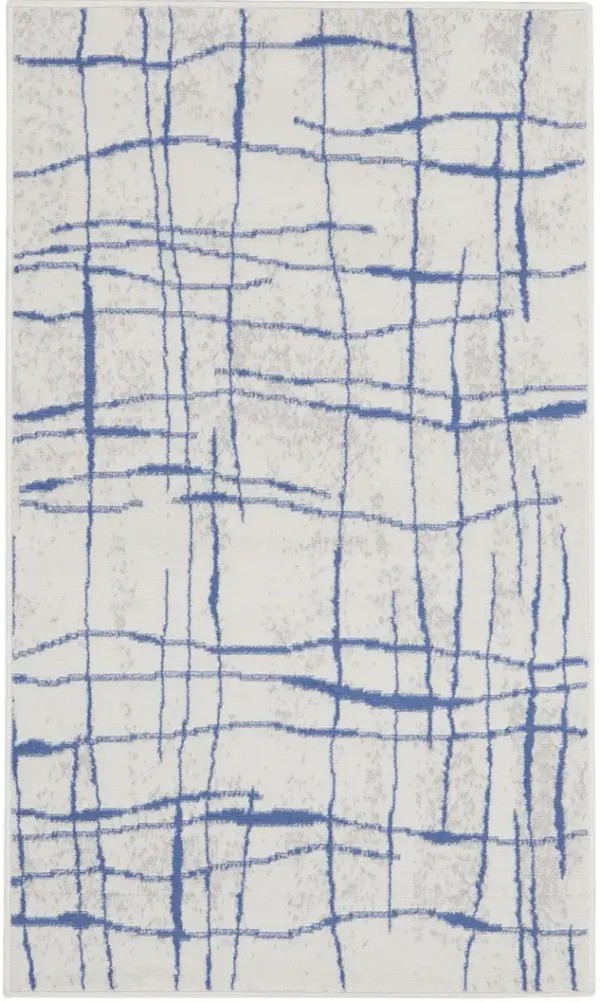 Whimsicle WHS09 Ivory/Blue 3' x 5' Rug