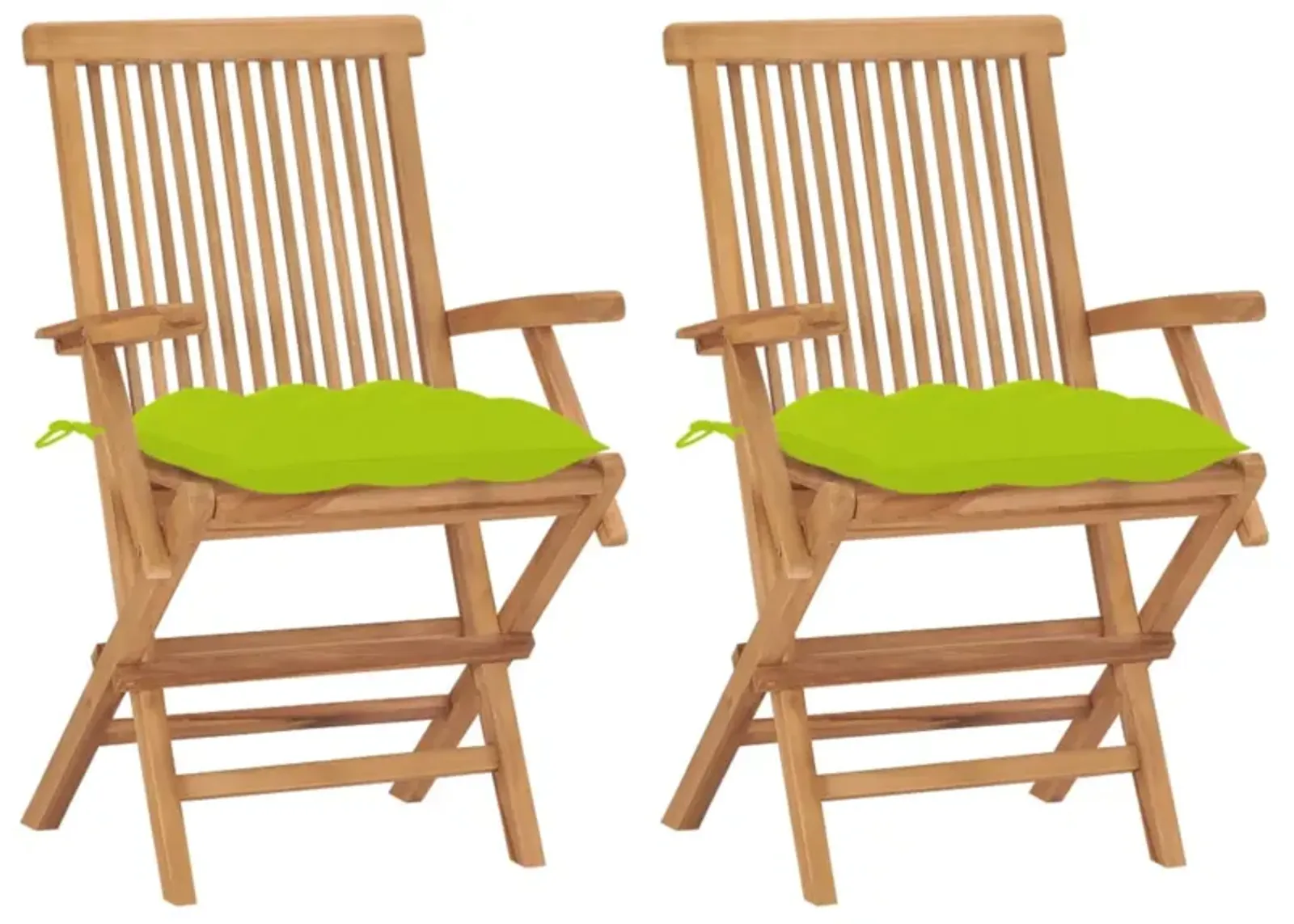 vidaXL Garden Chairs with Bright Green Cushions 2 pcs Solid Teak Wood