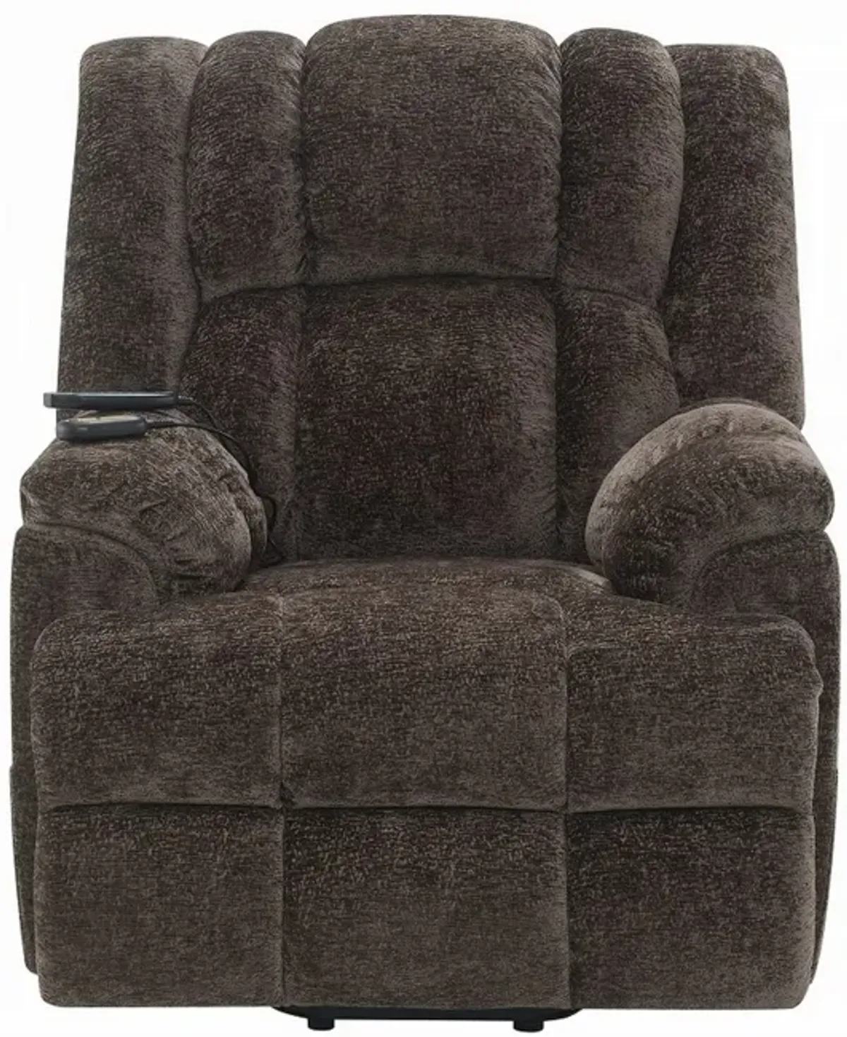 Cassy Power Recliner Chair with Lift, Heating, Massage, Brown Velvet - Benzara