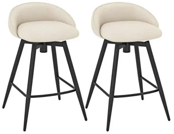 Hivvago Upholstered Bar Stools Set of 2 with Footrest and Backrest