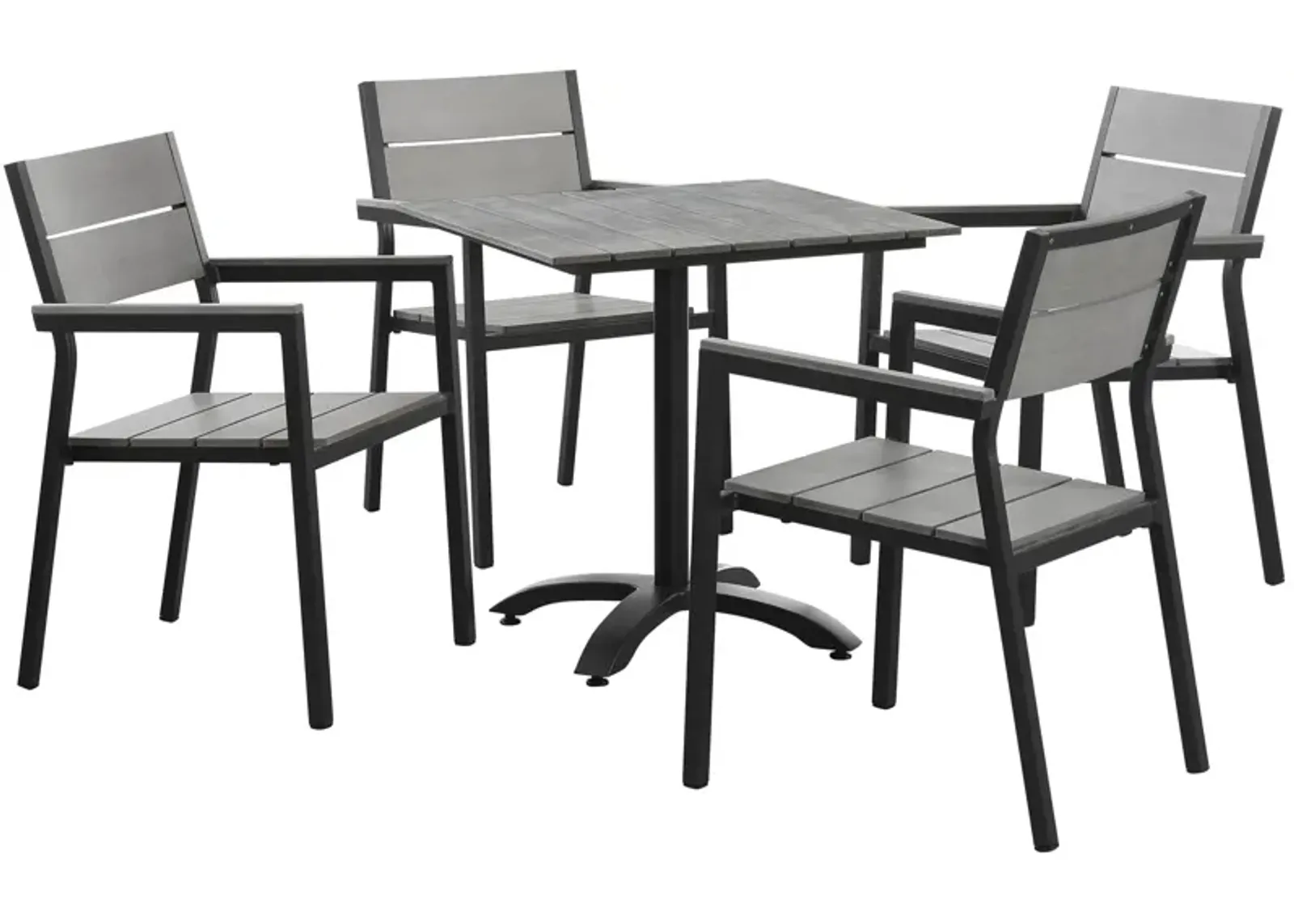 Brown Gray Maine 5 Piece Outdoor Patio Dining Set