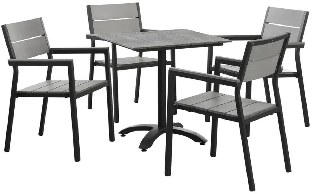 Brown Gray Maine 5 Piece Outdoor Patio Dining Set