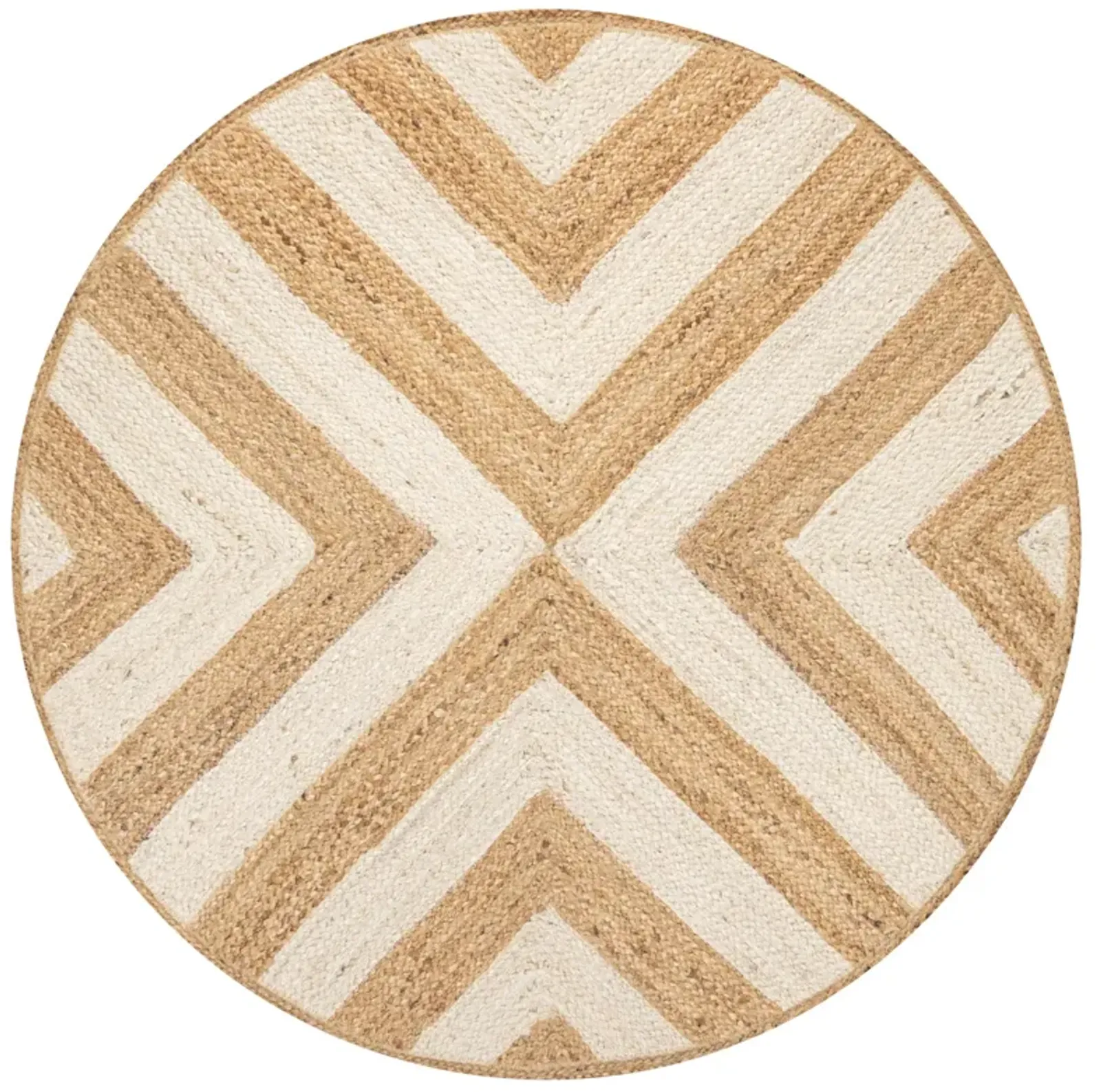 Piper Two Tone Chevron Round Jute Area Rug