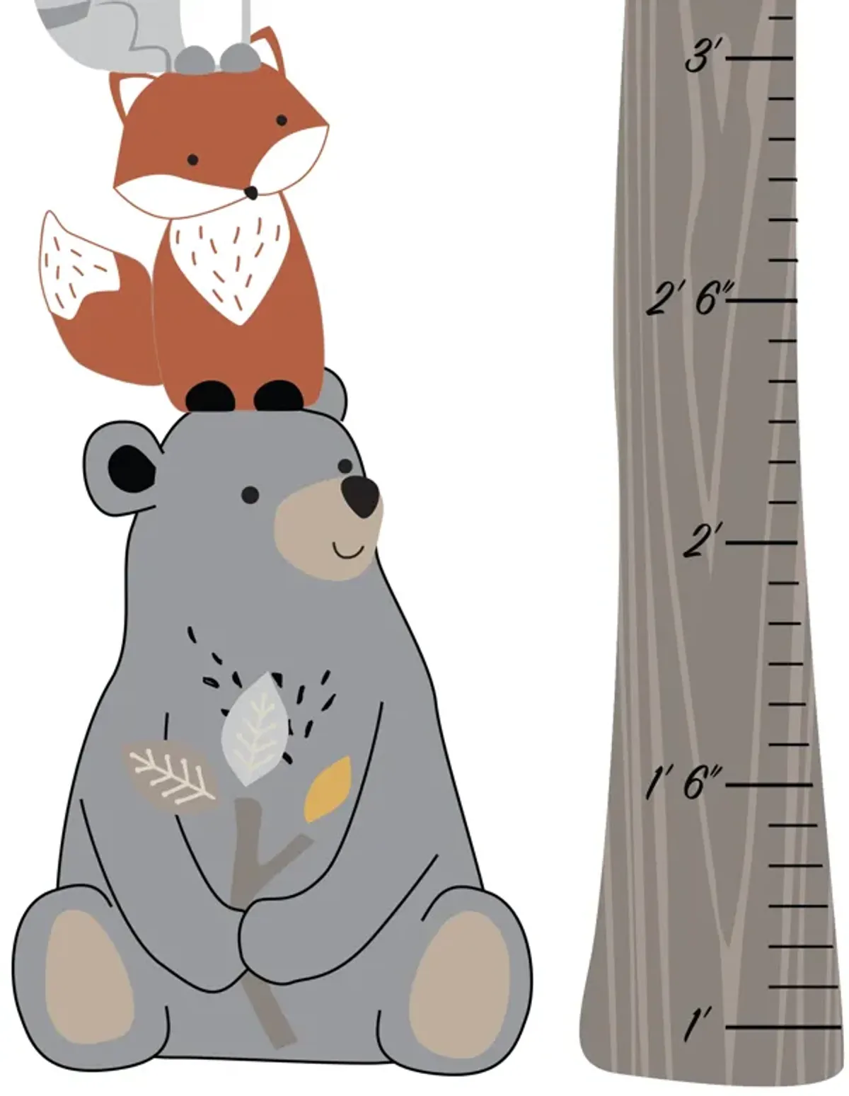 Lambs & Ivy Woodland Forest Tree with Animals Kids Growth Chart Wall Decals