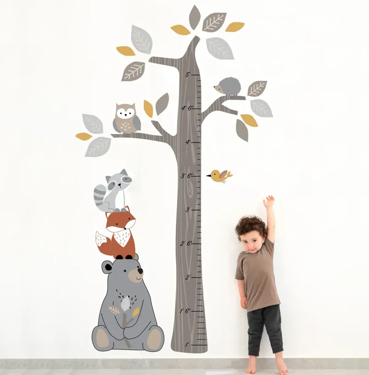 Lambs & Ivy Woodland Forest Tree with Animals Kids Growth Chart Wall Decals