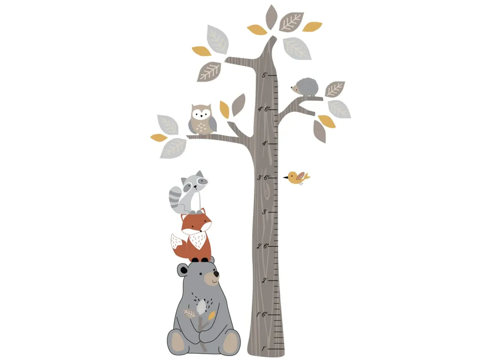 Lambs & Ivy Woodland Forest Tree with Animals Kids Growth Chart Wall Decals