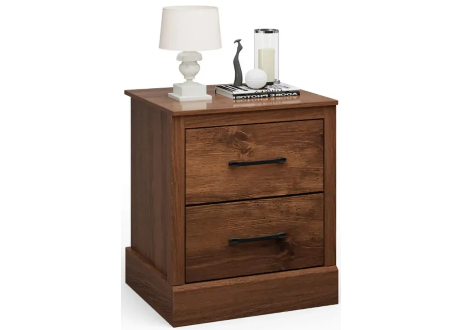 Hivvago Wood Compact Floor Nightstand with Storage Drawers