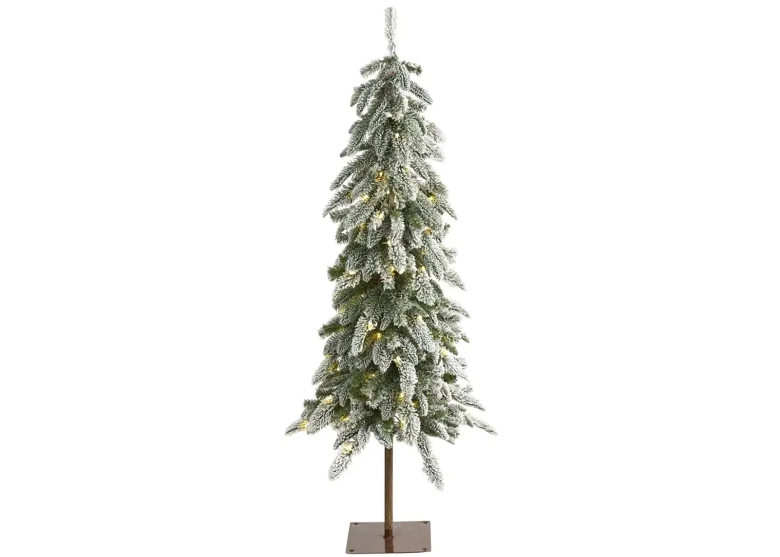 Nearly Natural Flocked Washington Alpine Christmas Tree with White Warm LED lights and Bendable Branches