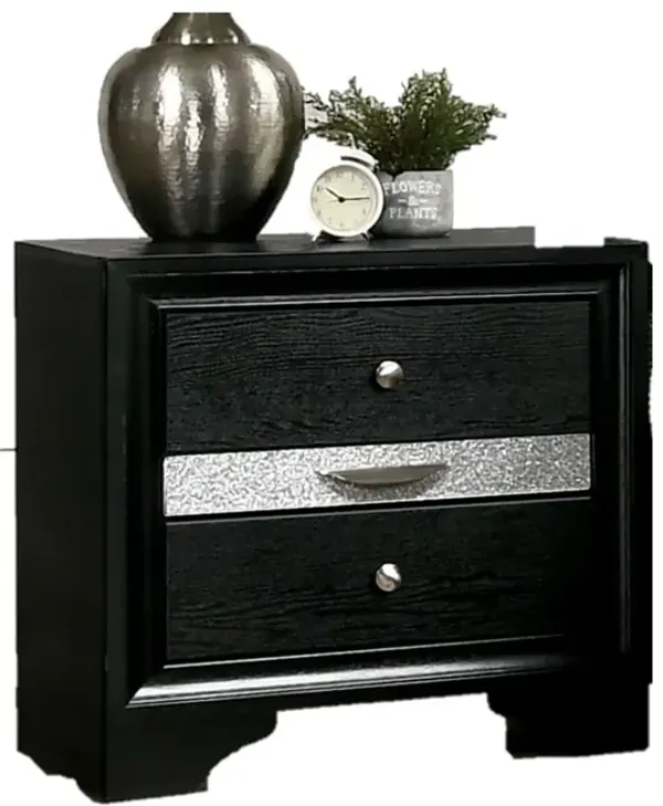 Streamdale Contemporary Silver Nightstand with Hidden Jewelry Drawer