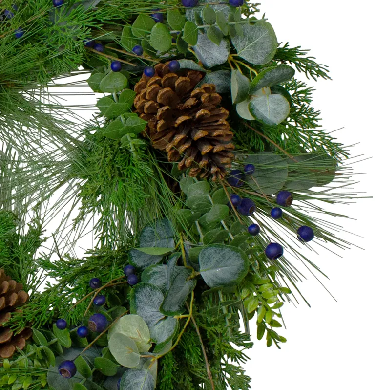 Blueberry Eucalyptus Pine Artificial Christmas Wreath  28" Unlit