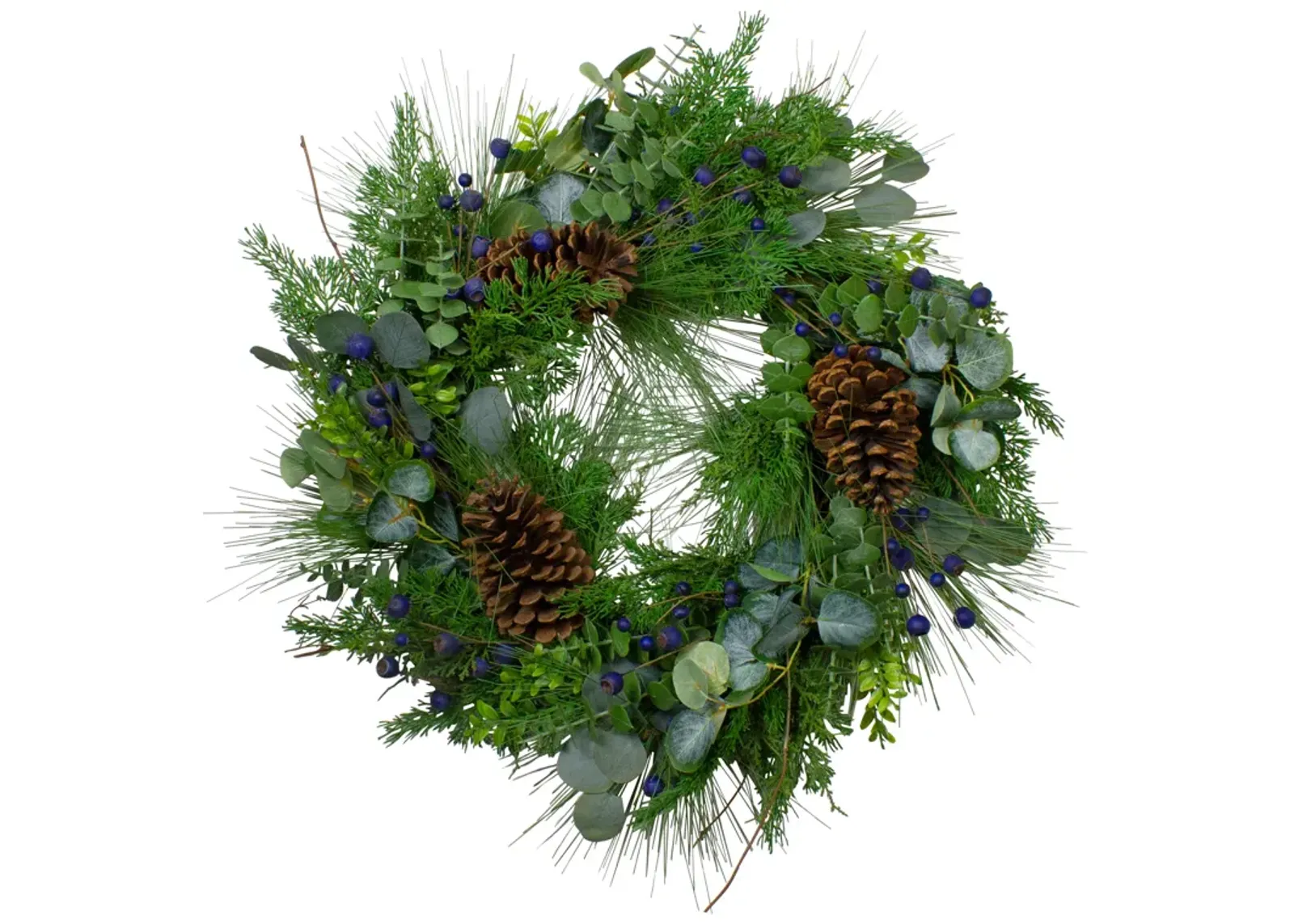 Blueberry Eucalyptus Pine Artificial Christmas Wreath  28" Unlit