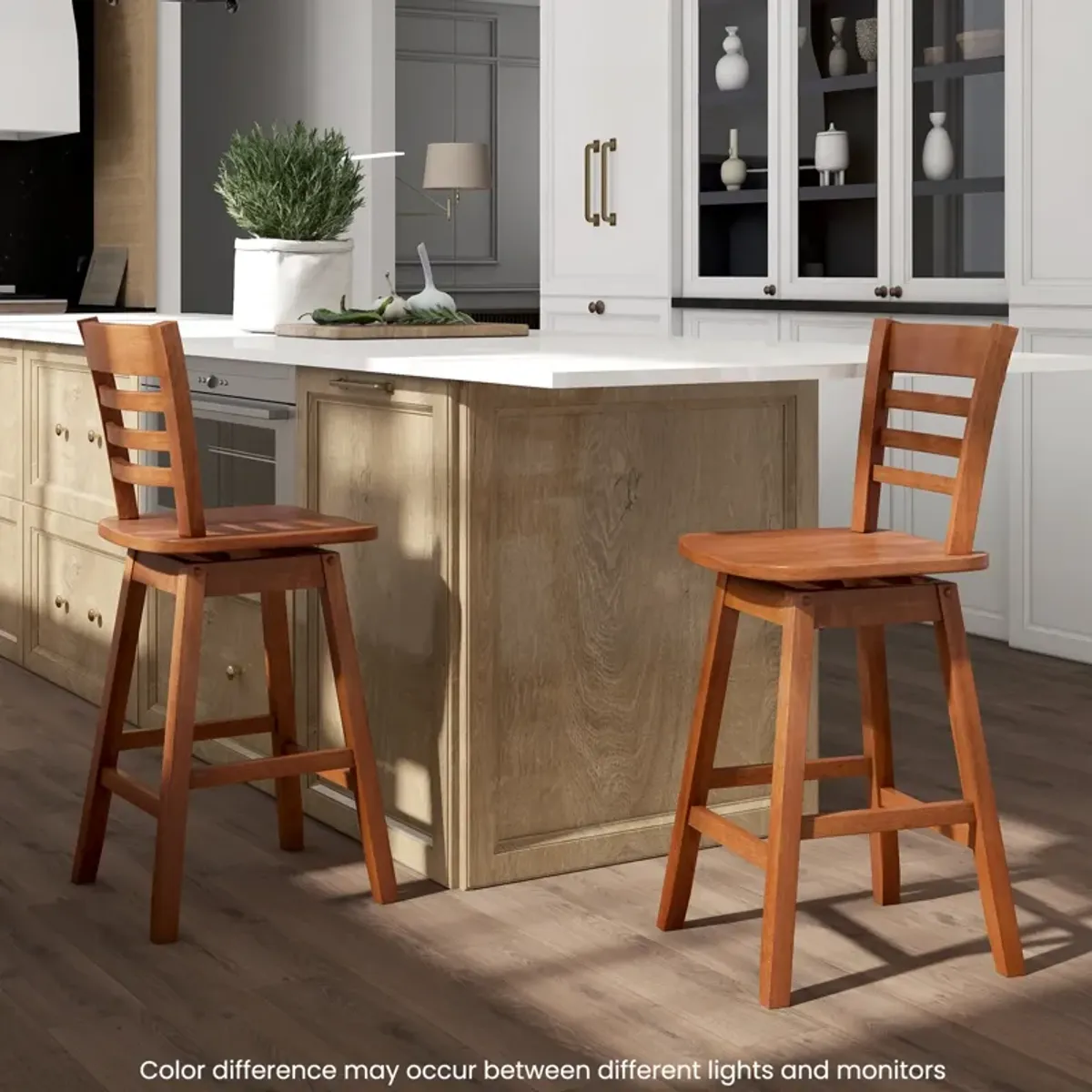 Set of 2 Counter Height Barstools with Footrest Perfect for Kitchen Island or Bar Use