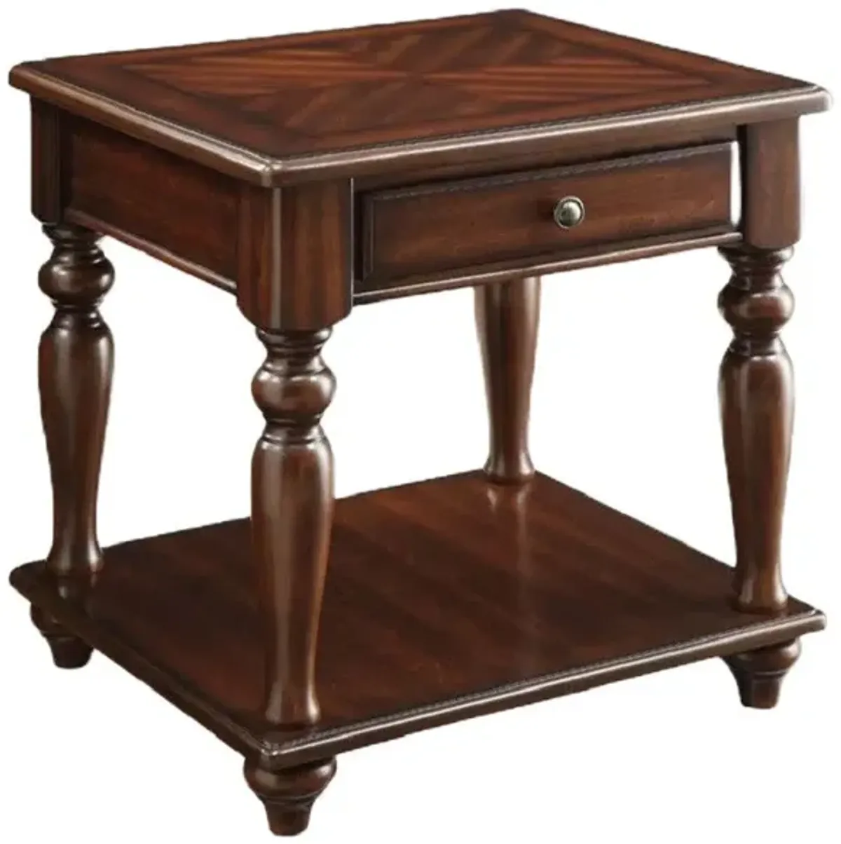 Hivvago 24" Walnut Manufactured Wood Rectangular End Table With Drawer And Shelf