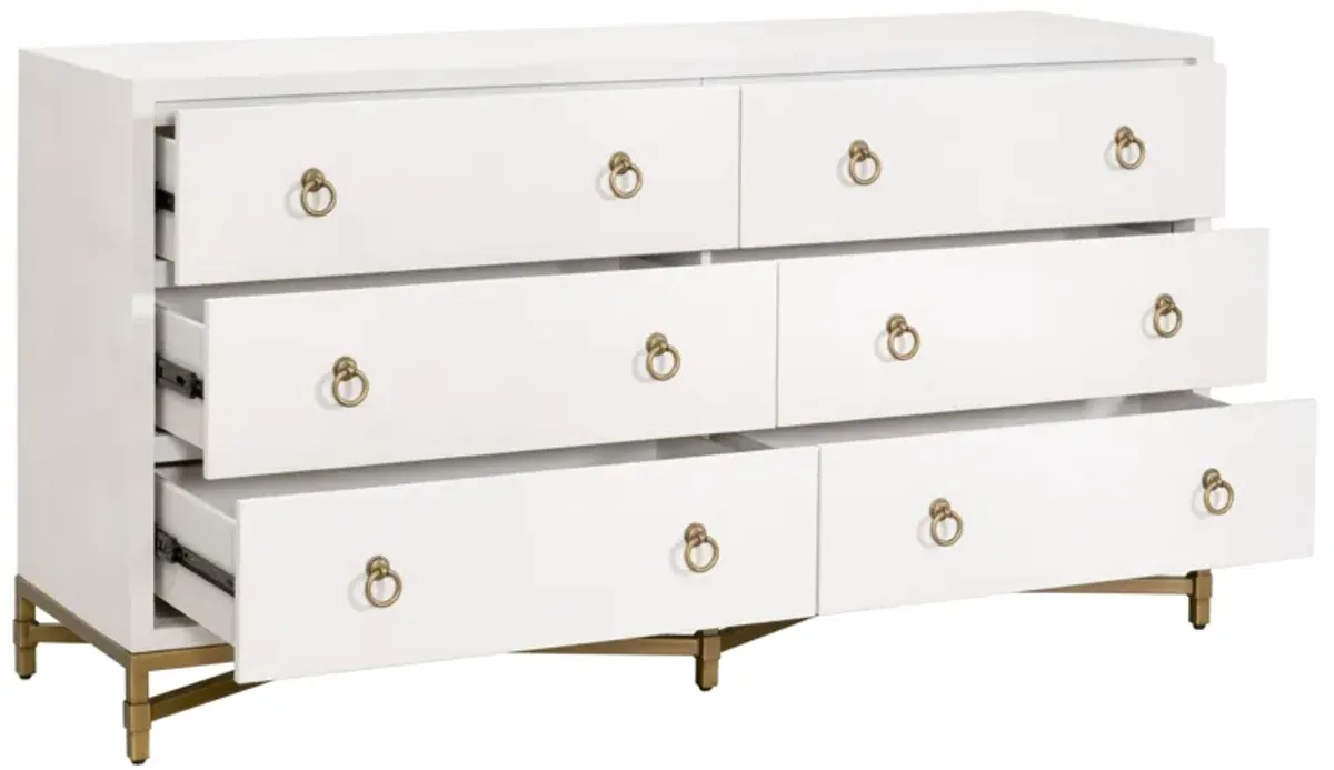 Pearl Shagreen 6-Drawer Double Dresser