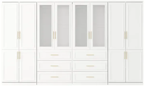 FUFU&GAGA White Wardrobe Set –12-Door Wardrobes with Adjustable Shelves, 6 Spacious Drawers, and Hanging Rods – Stylish Bedroom Storage Solution (126.8" W x 19.3" D x 74.8" H), White
