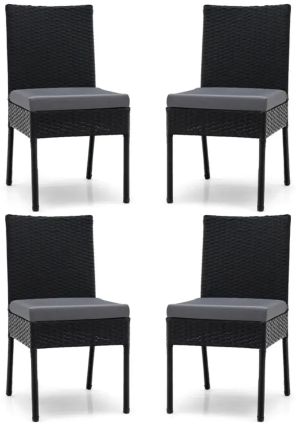 Hivvago Set of 4 Patio Rattan Wicker Dining Chairs Set with Soft Cushions-Black