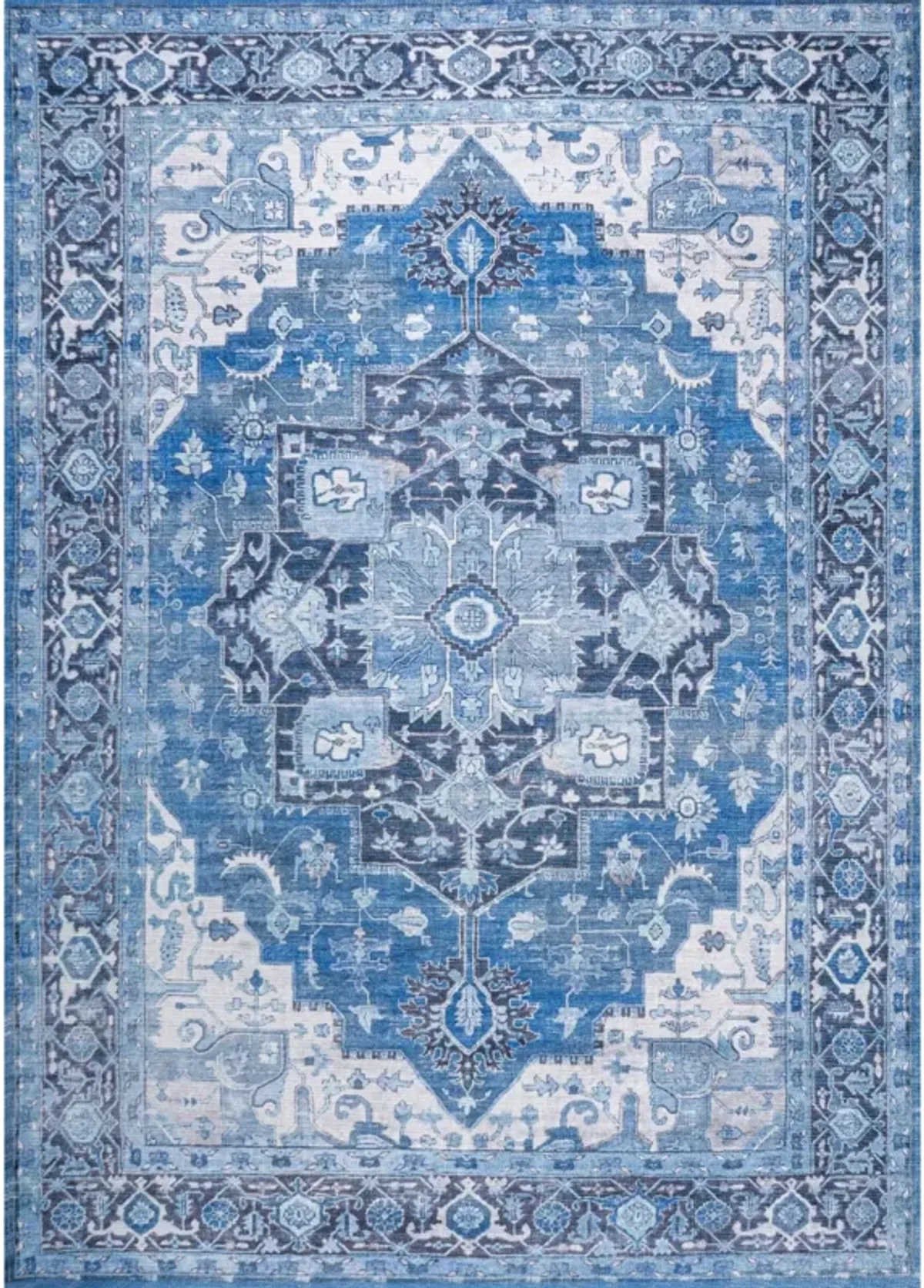 Maris Ornate Medallion Machine-Washable Area Rug