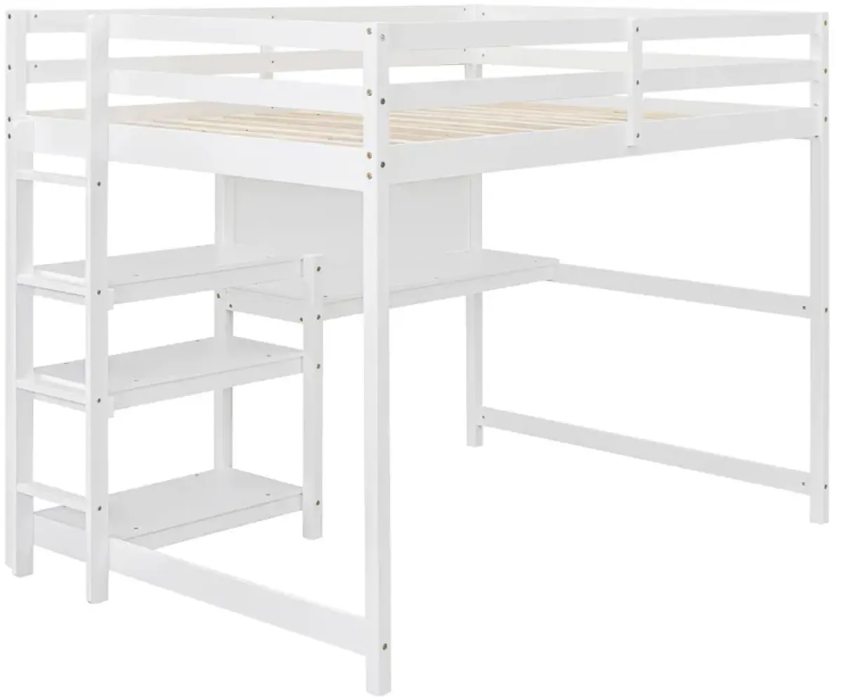 Merax Wooden Loft Bed with Desk and Writing Board