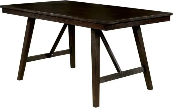 Wooden Counter Height Dining Table with Trestle Base, Brown - Benzara
