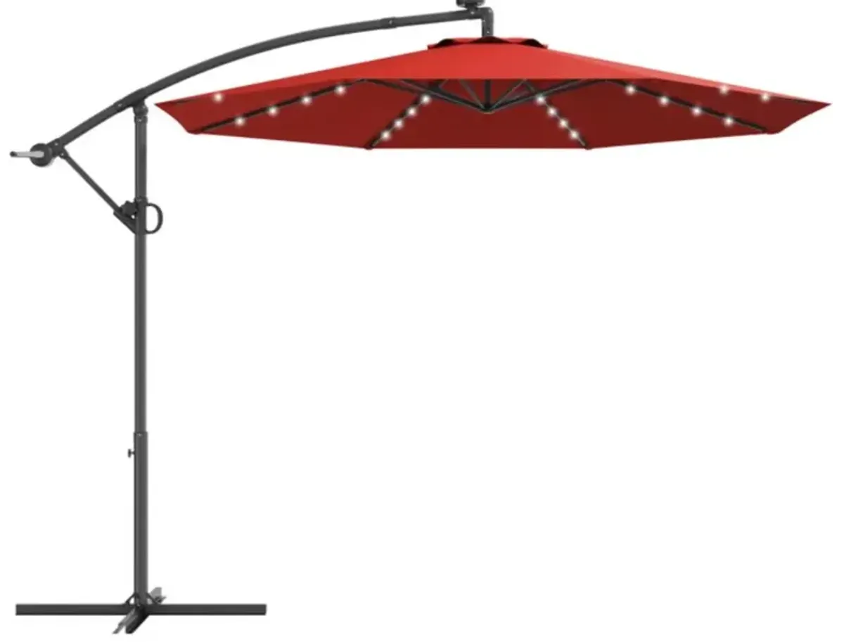 Hivvago 10 Feet 360° Rotation Solar Powered LED Patio Offset Umbrella without Weight Base