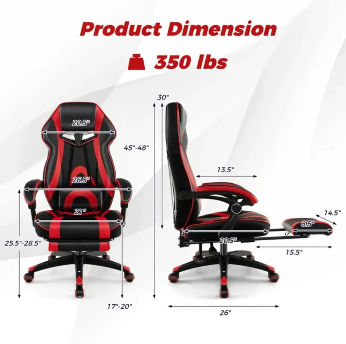 Hivvago Gaming Chair Racing Style Swivel Chair with Footrest and Adjustable Lumbar Pillow