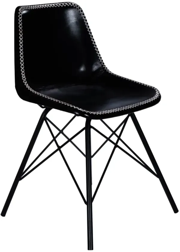 Modern Faux Leather Side Chair with Cushioned Seat for Dining Room
