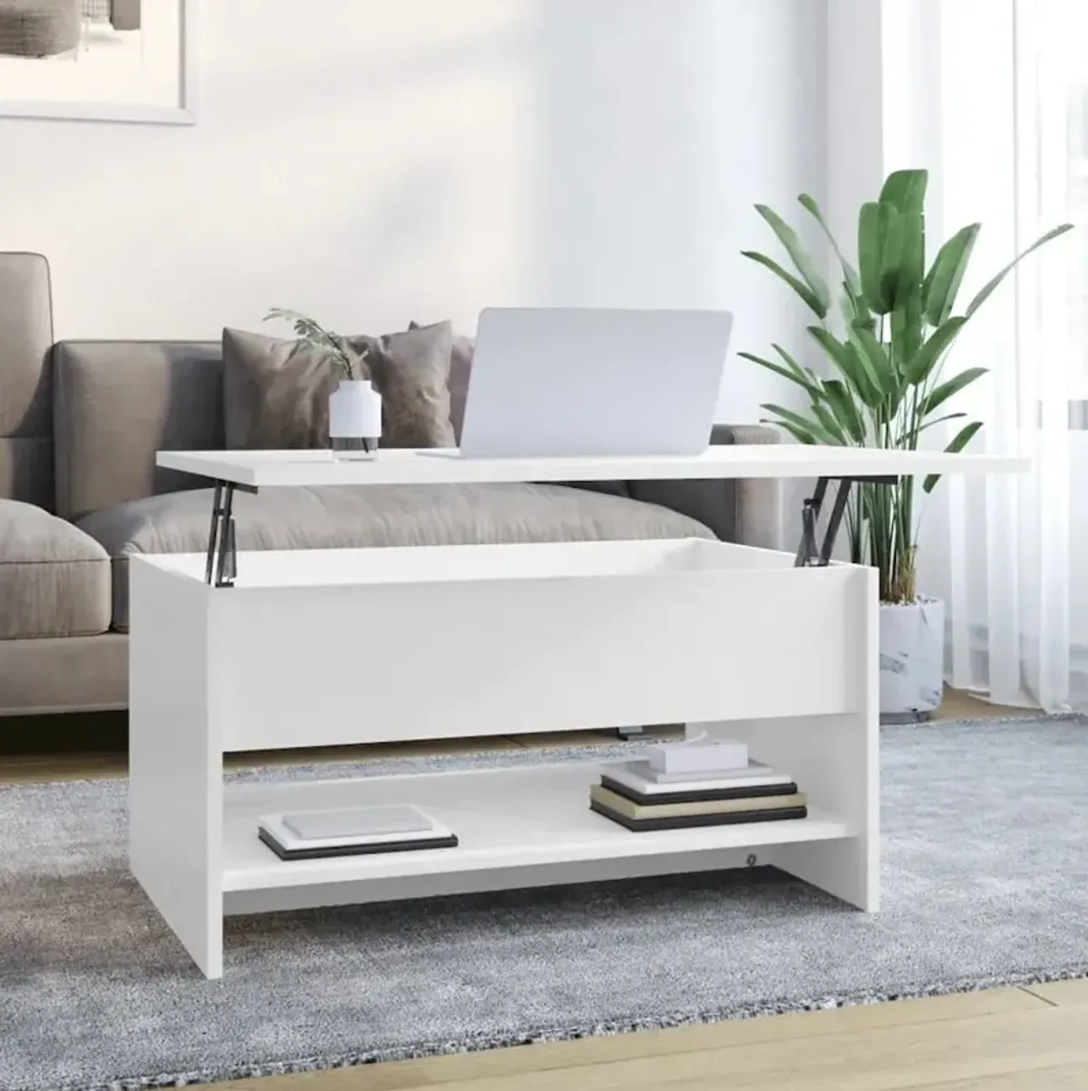 Coffee Table High Gloss White 31.5"x19.7"x15.7" Engineered Wood