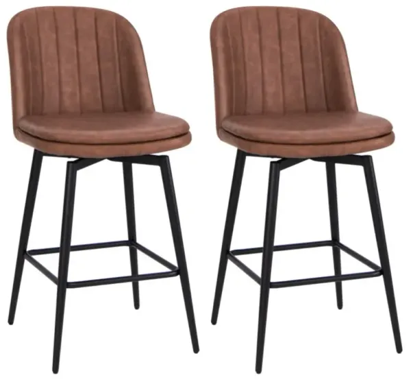 Hivvago 27 Inch Swivel Bar Stool Set of 2 Counter Height Chair with Padded Seat