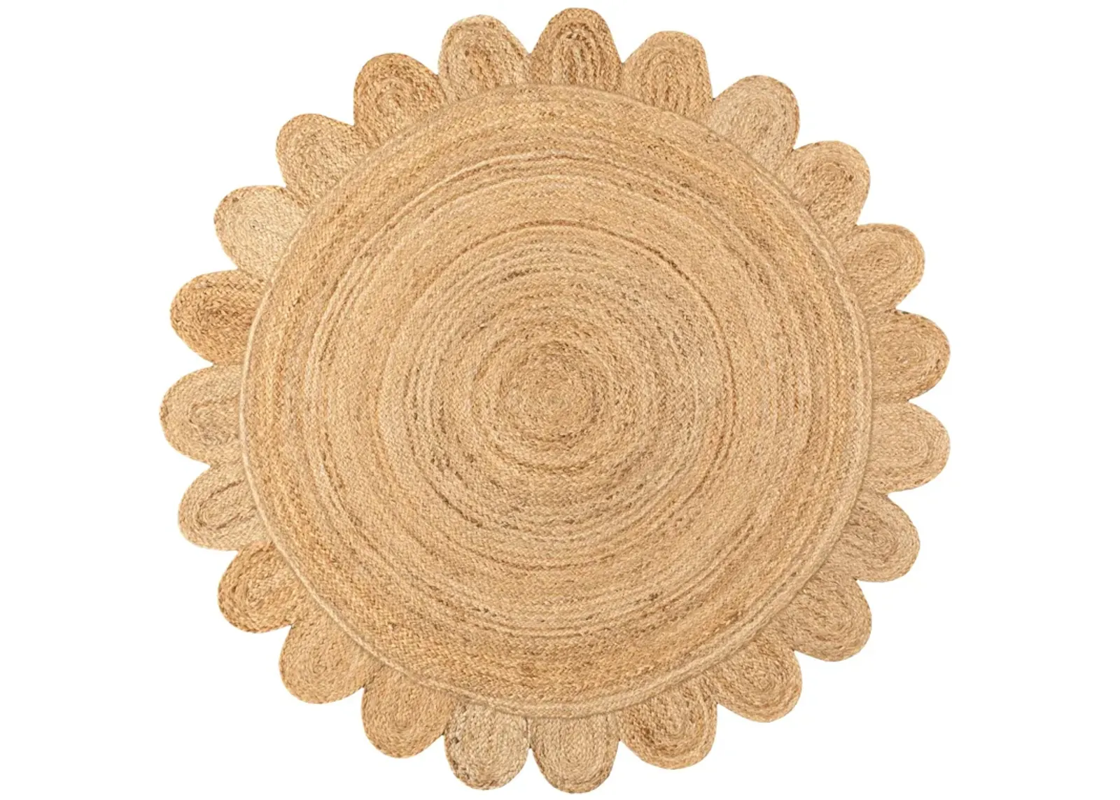 Petal Boho Jute Scalloped Circle Natural Area Rug