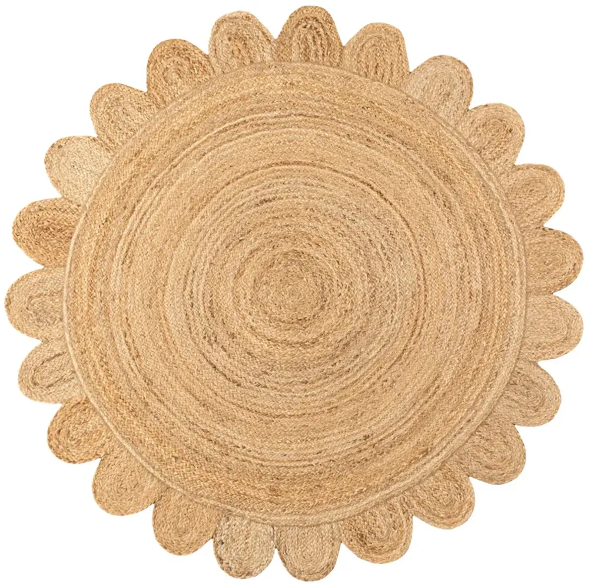 Petal Boho Jute Scalloped Circle Natural Area Rug