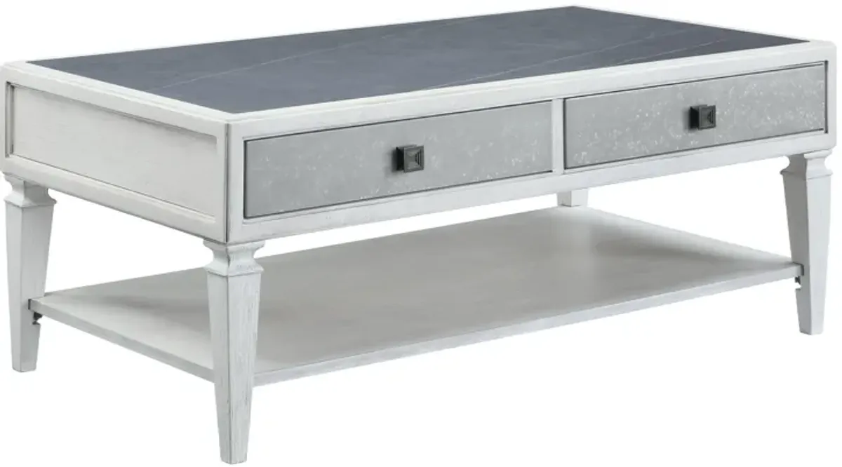 AcME Katia cOFFEE TABLE Rustic gray & Weathered White Finish LV01052(D0102H71662)