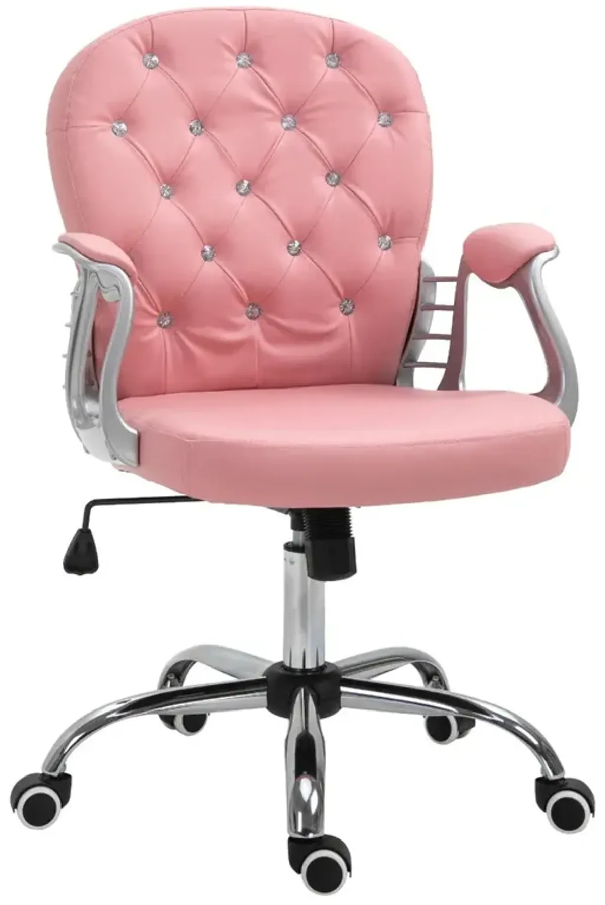 Pink Work Glamour: PU Leather Mid Back Tufted Swivel Task Chair