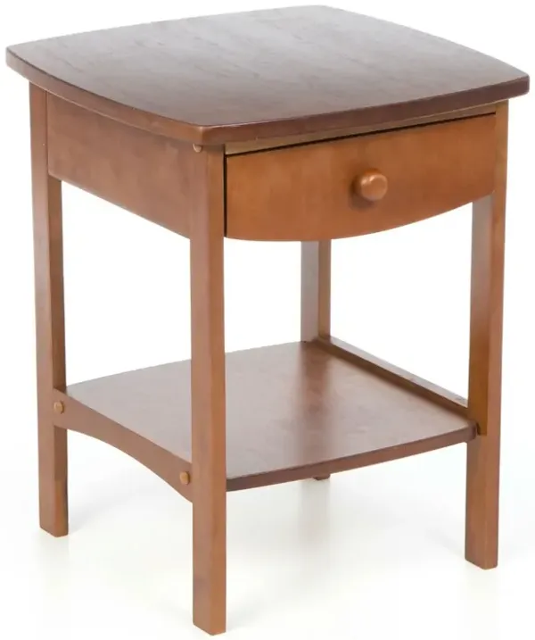 Wood Finish 1-Drawer Bedroom Nightstand Bedside Table