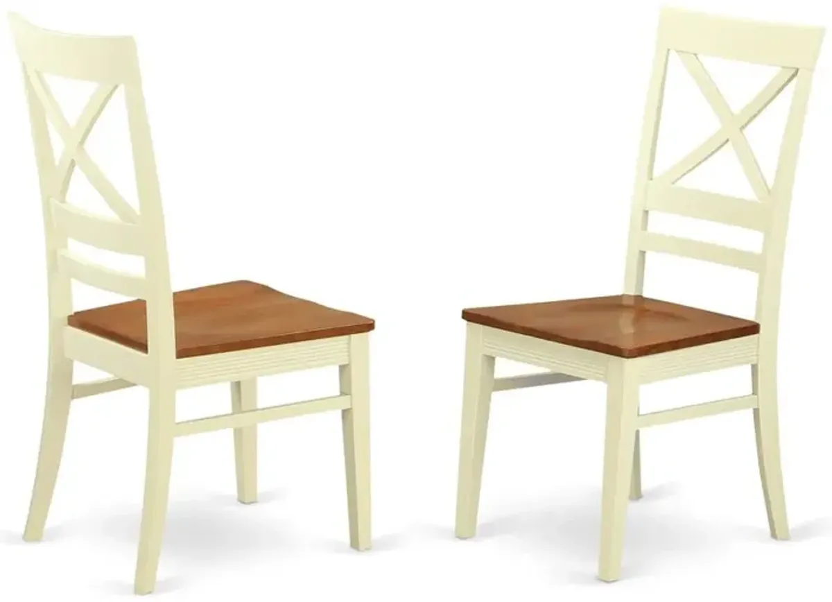 East West Furniture Quincy  Dining  Kitchen  dining  Chair  With  X-Back  in  Buttermilk  &  Cherry  Finish,  Set  of  2