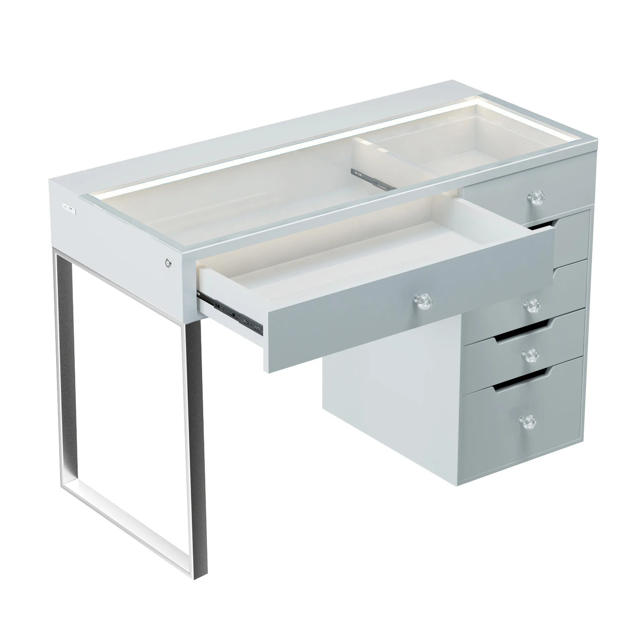 VANITII 6 Drawers Modern Makeup Vanity Desk Dressers With Glass(Installation not included)
