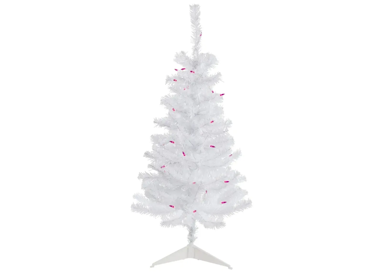 3' Pre-Lit Woodbury White Pine Slim Artificial Christmas Tree  Pink Lights