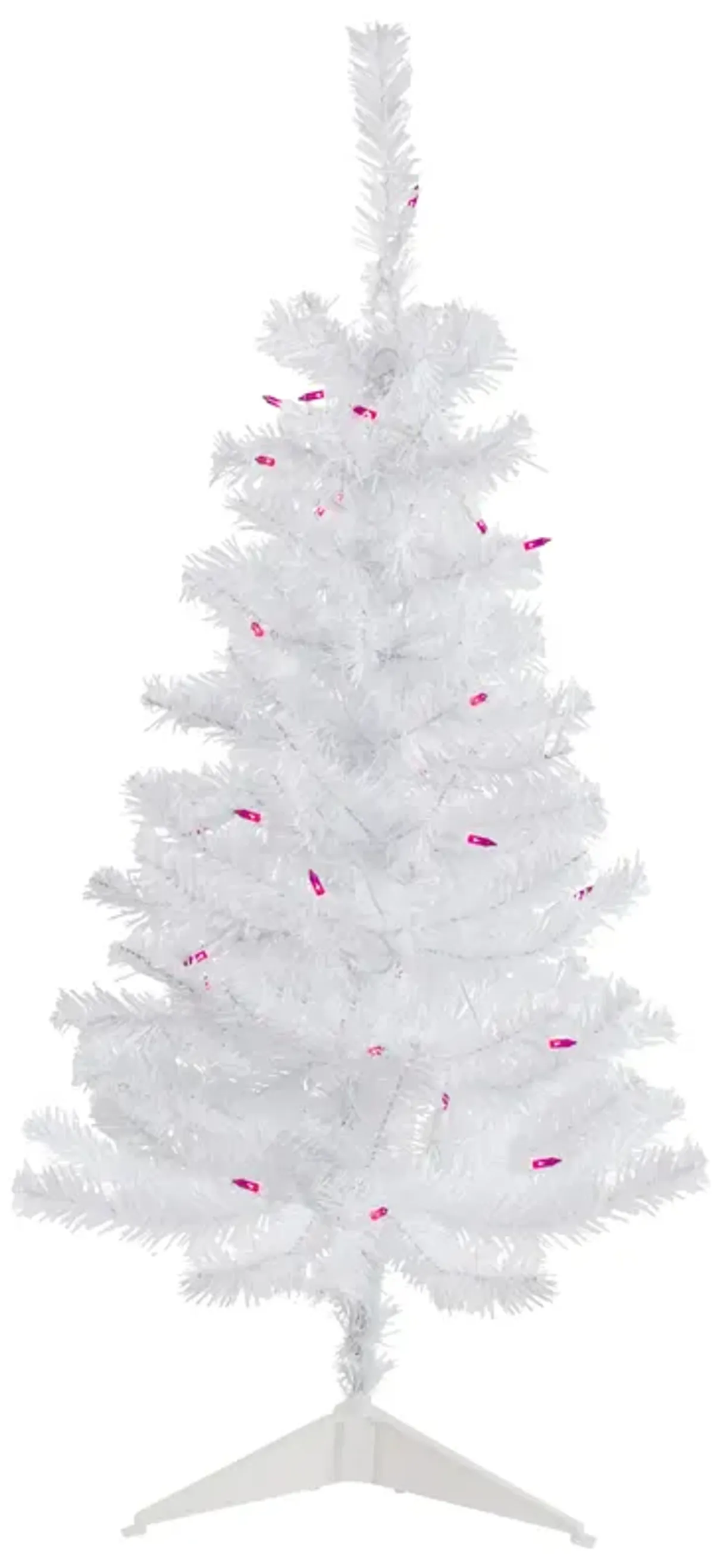 3' Pre-Lit Woodbury White Pine Slim Artificial Christmas Tree  Pink Lights