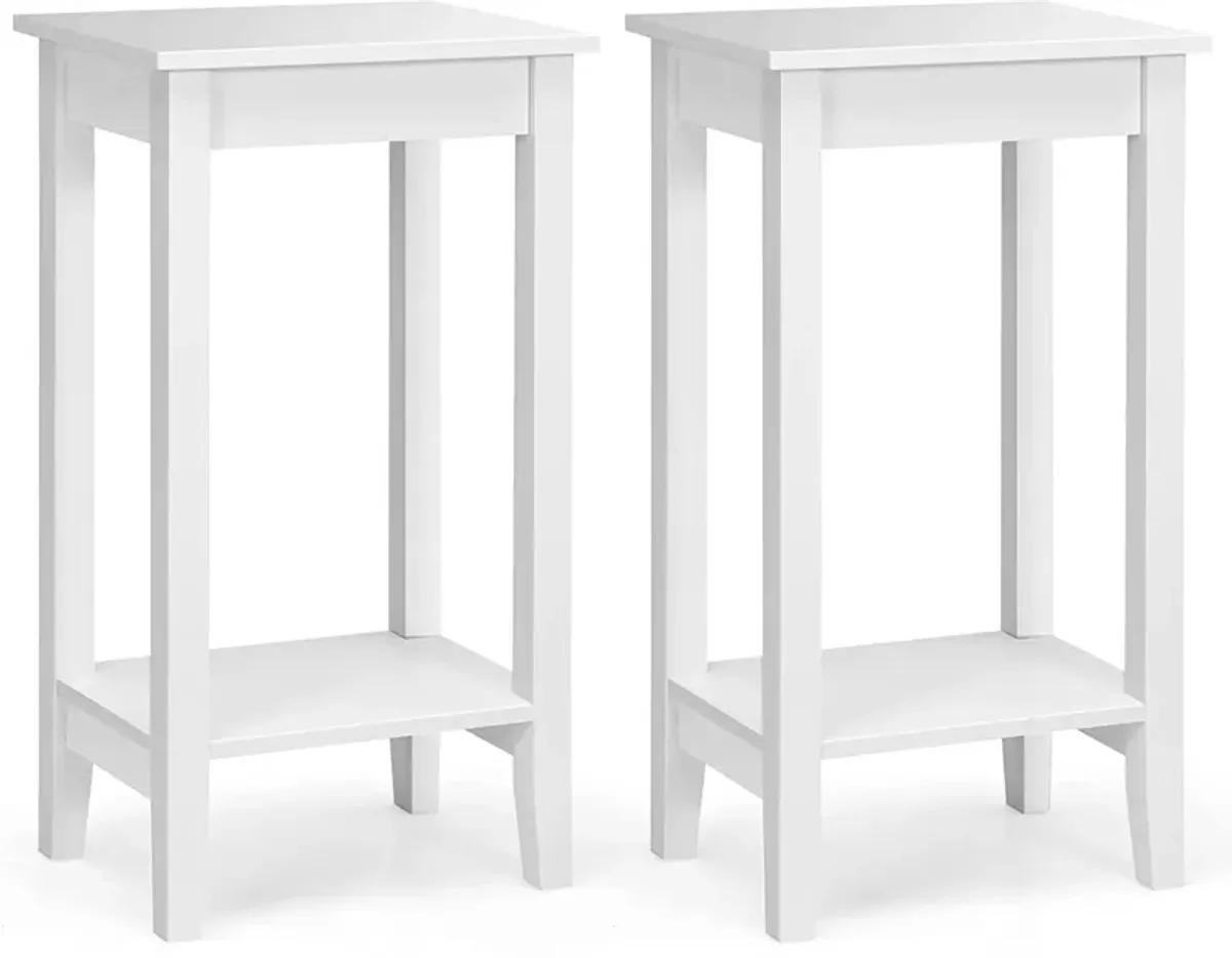 Set of 2 Versatile 2-Tier End Table with Storage Shelf