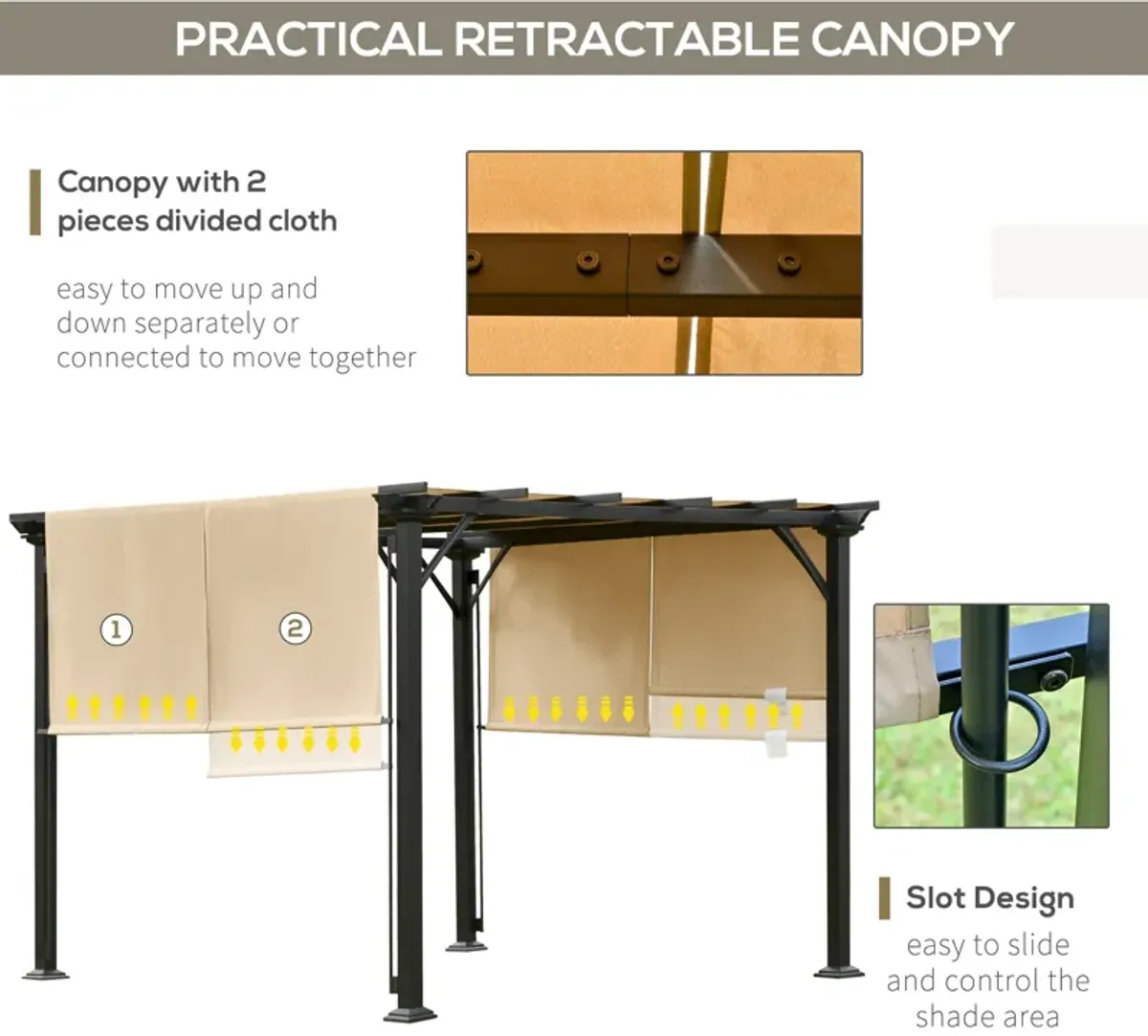 Unique Outdoor Shade: 10x10 Retractable Pergola Canopy