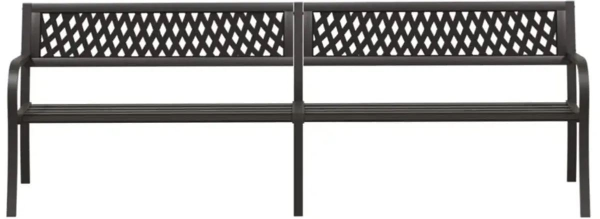 vidaXL Twin Patio Bench - 93.3" Black Steel Frame - Weather-Resistant and Durable Outdoor Furniture - with Comfortable Backrest and Simple Stylish Design