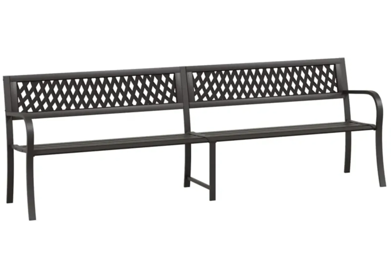 vidaXL Twin Patio Bench - 93.3" Black Steel Frame - Weather-Resistant and Durable Outdoor Furniture - with Comfortable Backrest and Simple Stylish Design