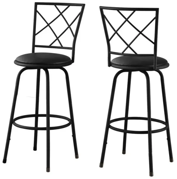 Bar Stool, Set Of 2, Swivel, Bar Height, Black