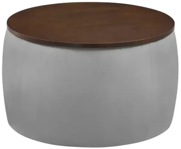 Streamdale Round Ottoman Set with Storage & Coffee Table - 2 in 1 Function