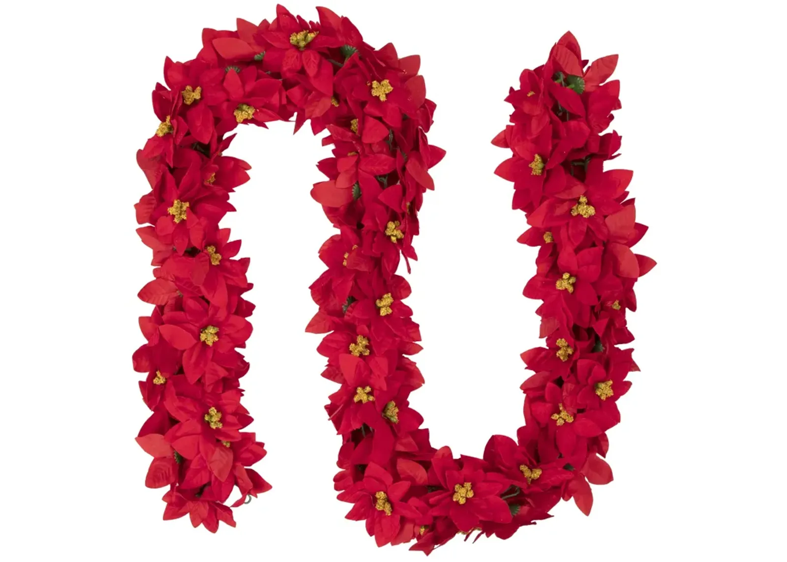 6' x 3" Red Artificial Poinsettia Floral Christmas Garland - Unlit