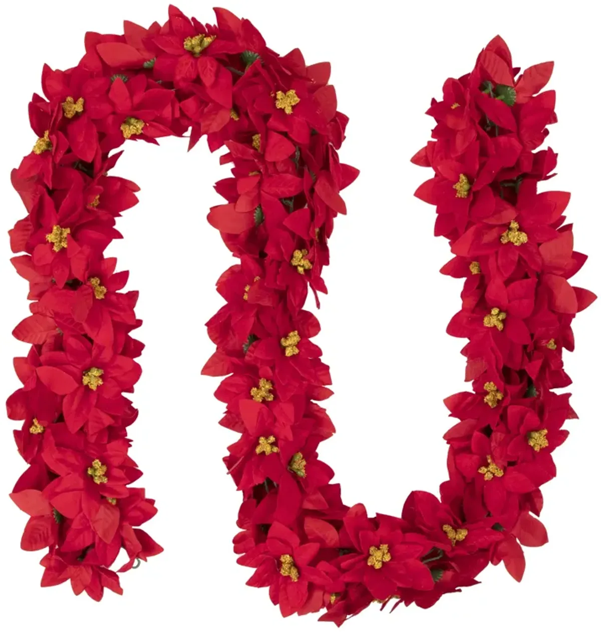 6' x 3" Red Artificial Poinsettia Floral Christmas Garland - Unlit