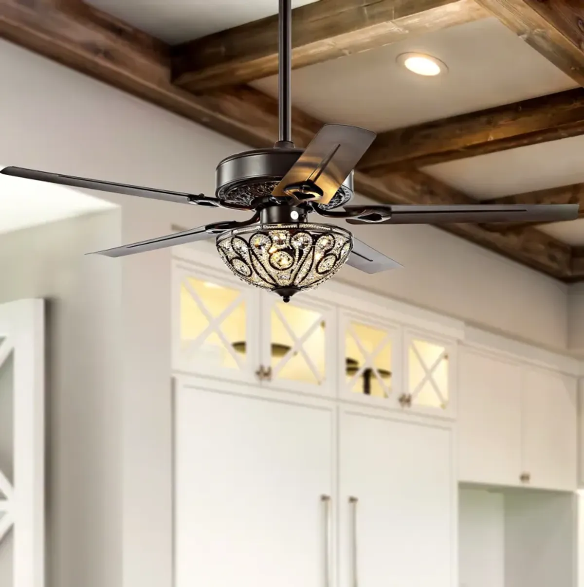 Ali 3-Light Wrought Iron LED Ceiling Fan With Remote